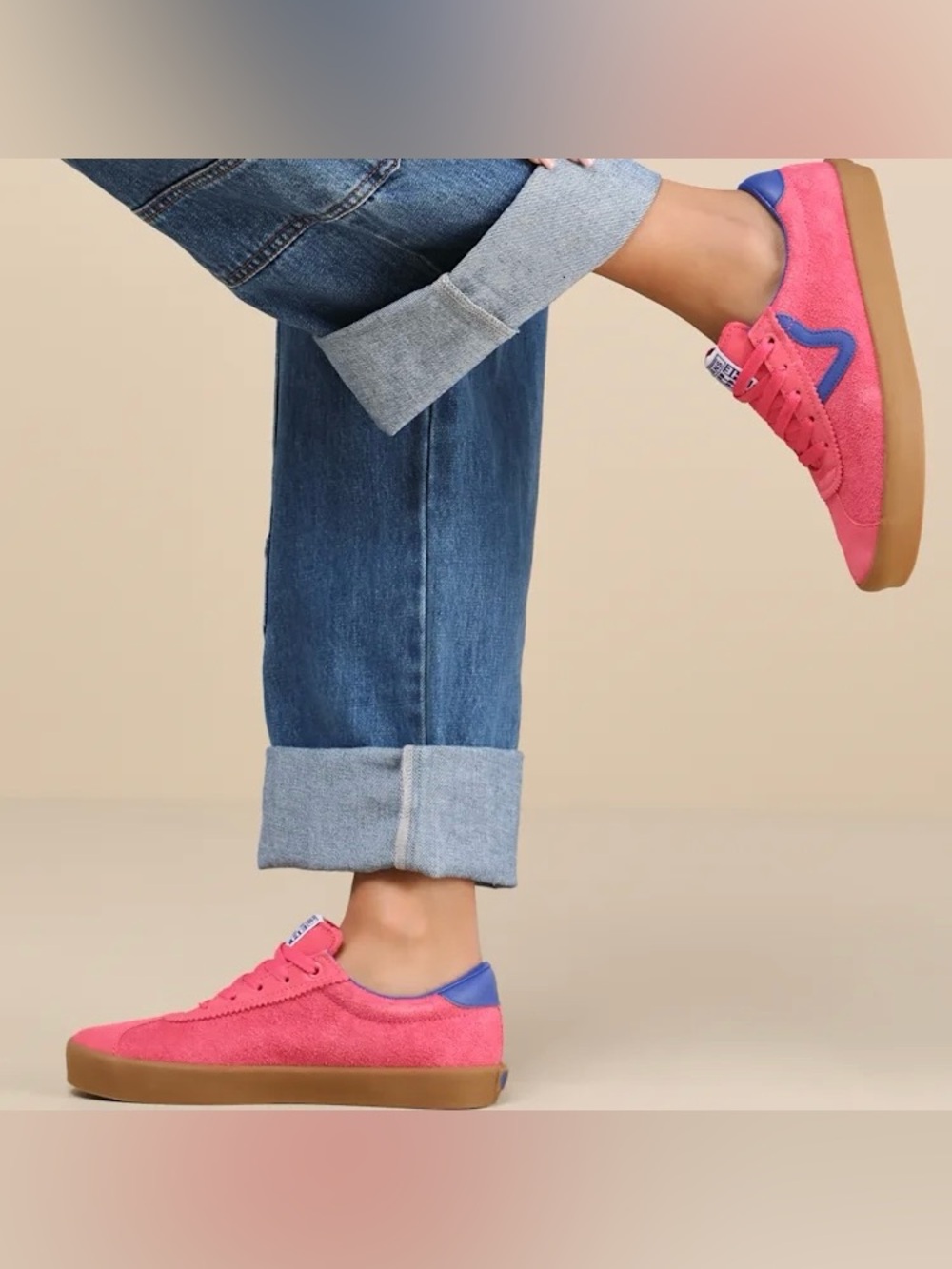 Women’s Vans Sport Low Bambino Honeysuckle Suede Leather Sneakers - Picture 2 of 8